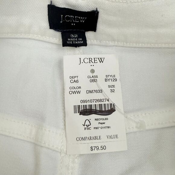 J.CREW Classic Denim Short 32 Optic White Wash 5” Folded Cuff Jean B28 - Picture 6 of 7